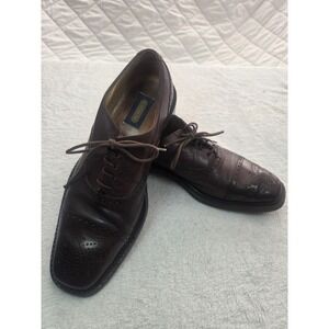 Coach Brown Leather Cap Toe Oxford Shoes Men's 11.5D Brogue Lace Up